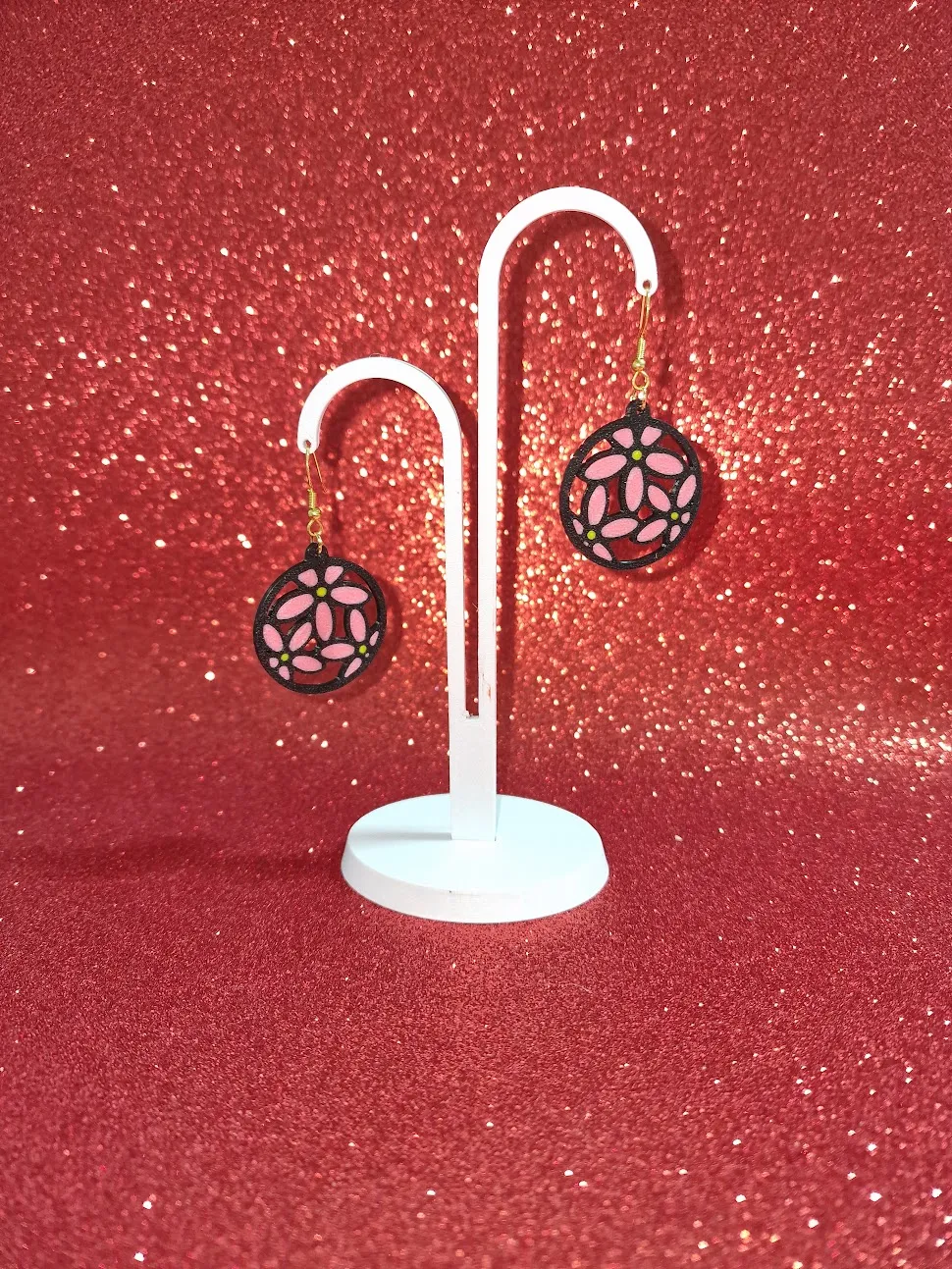 Flowers in a circle earrings view 3
