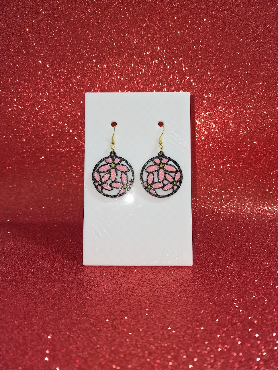 Flowers in a circle earrings view 2