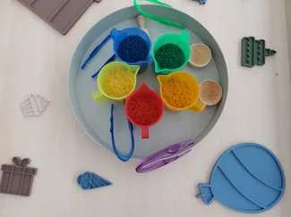 Birthday theme trays and stamps