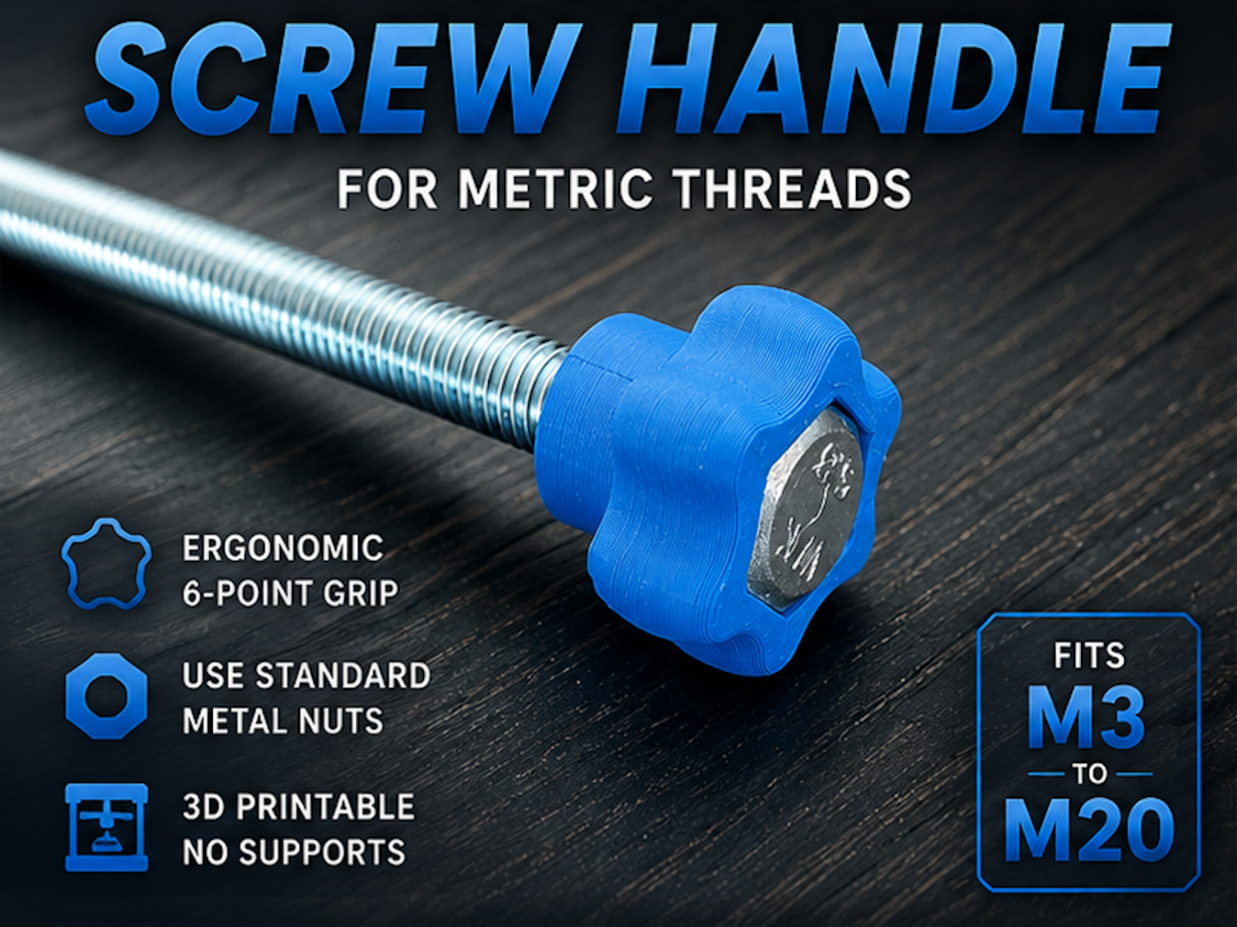 Knob with Integrated Spacer for Metric Nuts M3–M20
