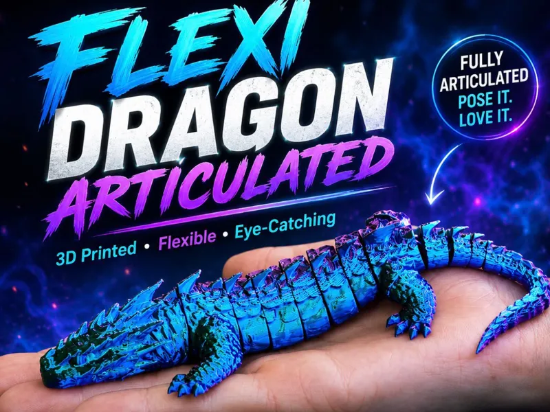 Crystal Flexi Dragon - Articulated Dark Dragon