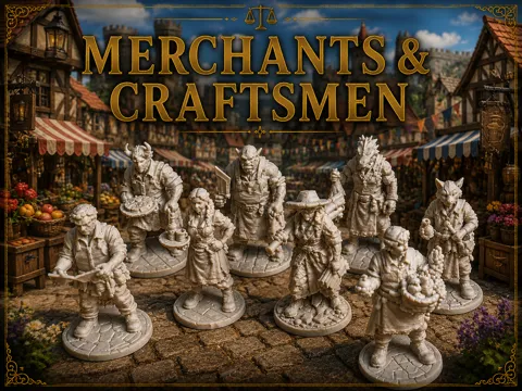 Figura decorativa: Fantasy Merchants & Craftsmen Collection — referencia de MakerWorld