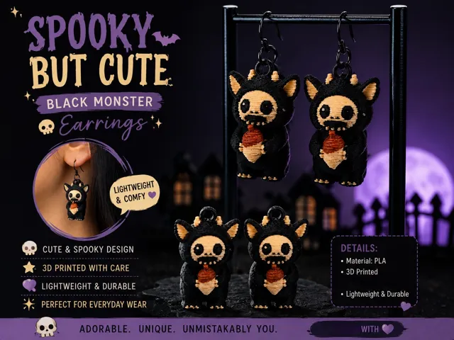 Spooky Cute Monster keychain & Earrings
