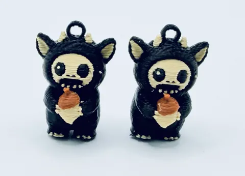 Spooky Cute Monster keychain & Earrings view 2