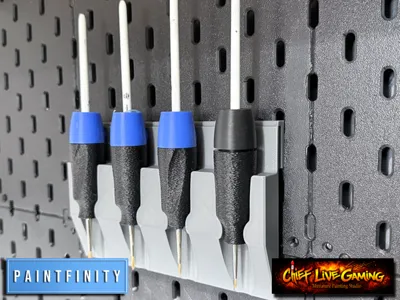 Ergonomic Paint Brush Grip Rack Gridfinity Skadis