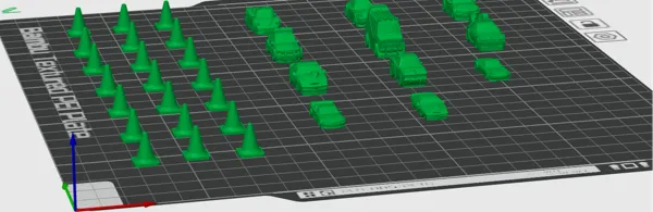 Petites voitures et 20 plots de signalisation
