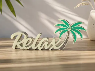 Relax mit Palme Schrifttzug