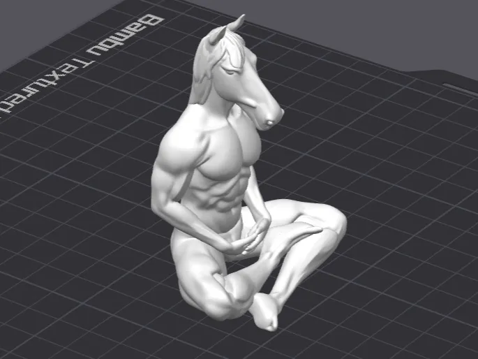 Horse men in position lotos