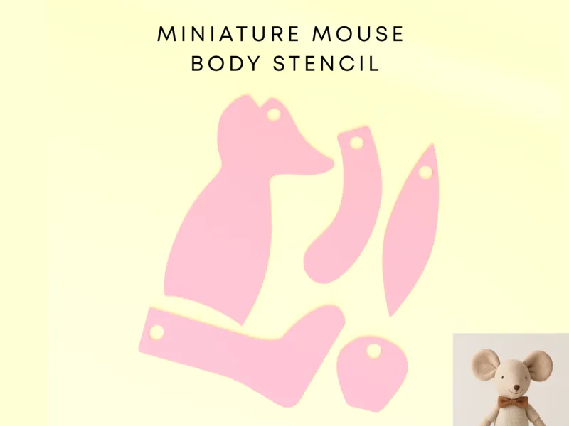 Miniature Fabric Mouse Stencil DIY Sewing Pattern