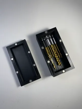 Simple box for hex bits with magnets in lid