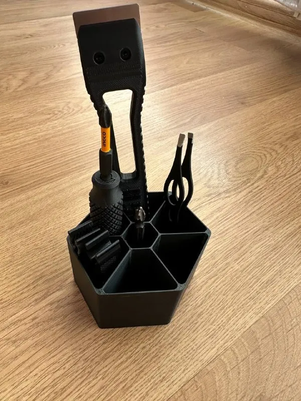Modern Hexagonal Desk Organizer with Storage Cells view 3