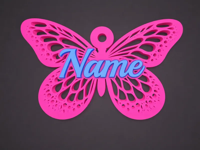 Custom Butterfly Name Keychain – Parametric