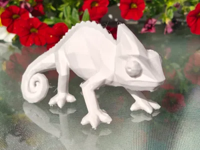 Geometric Low Poly Chameleon Figurine
