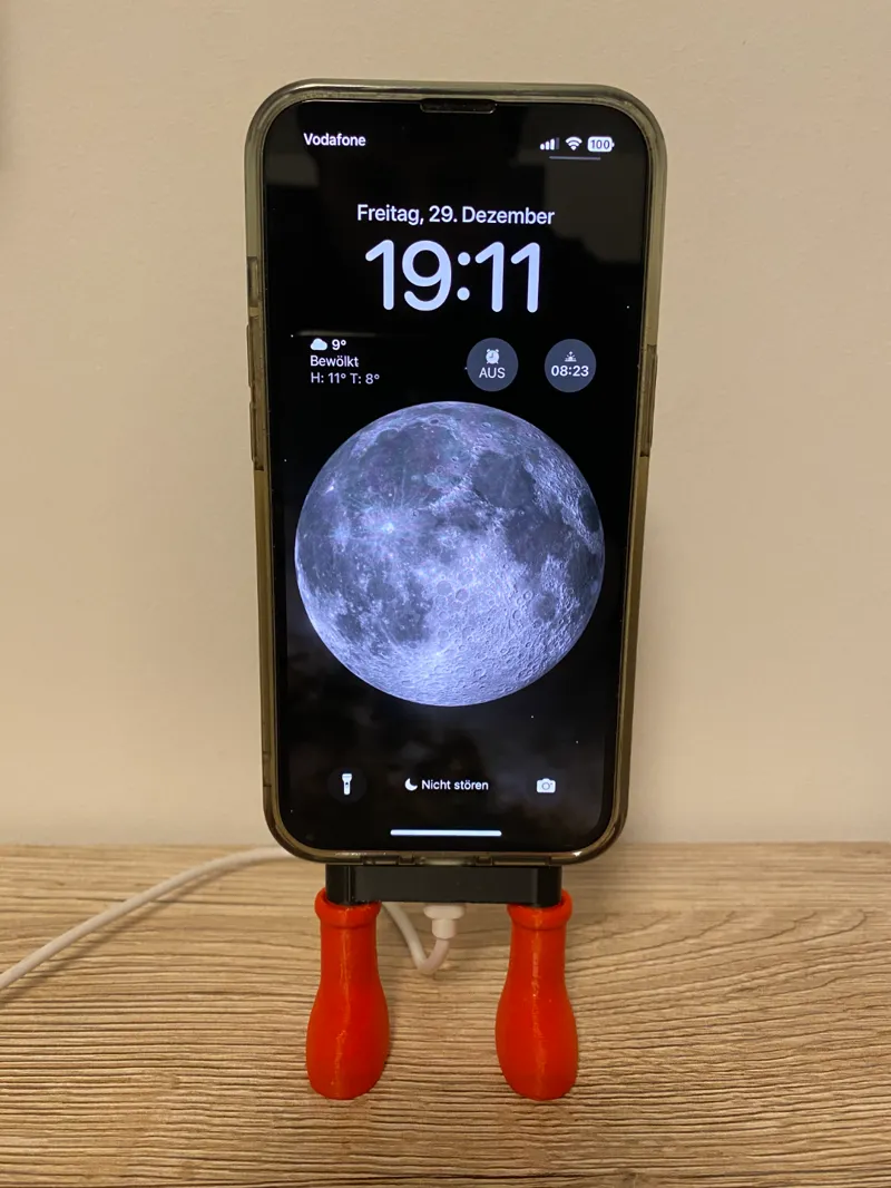 Big red boots smartphone charging station