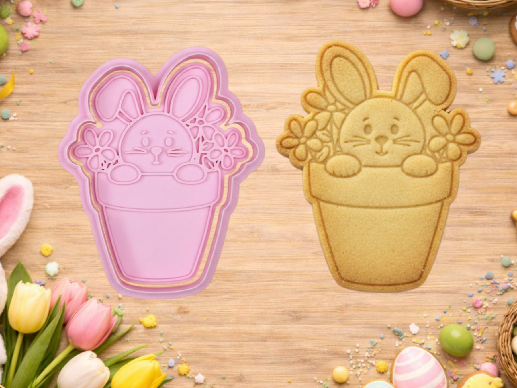 Easter Cookie Cutters - Bunny Vase Flower