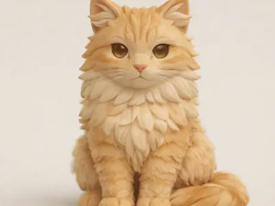 Cat 3d model using Makerworld img to 3d