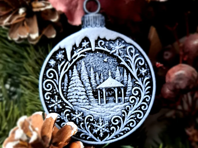 Christmas Tree Ornament Calming Scene in the Woods