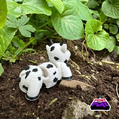 Cute Flexi Cow & (Keychain) ( Mini ) - Free 3D Print Model - MakerWorld