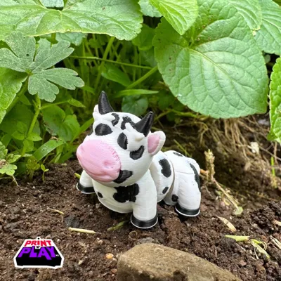 Cute Flexi Cow & (Keychain) ( Mini ) - Free 3D Print Model - MakerWorld