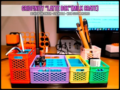 Gridfinity "Latte Box" (Milk Crane) Desk Organizer