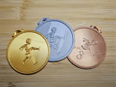 "Athenian Jump" Medal Se -Gold, Silver, Bronze