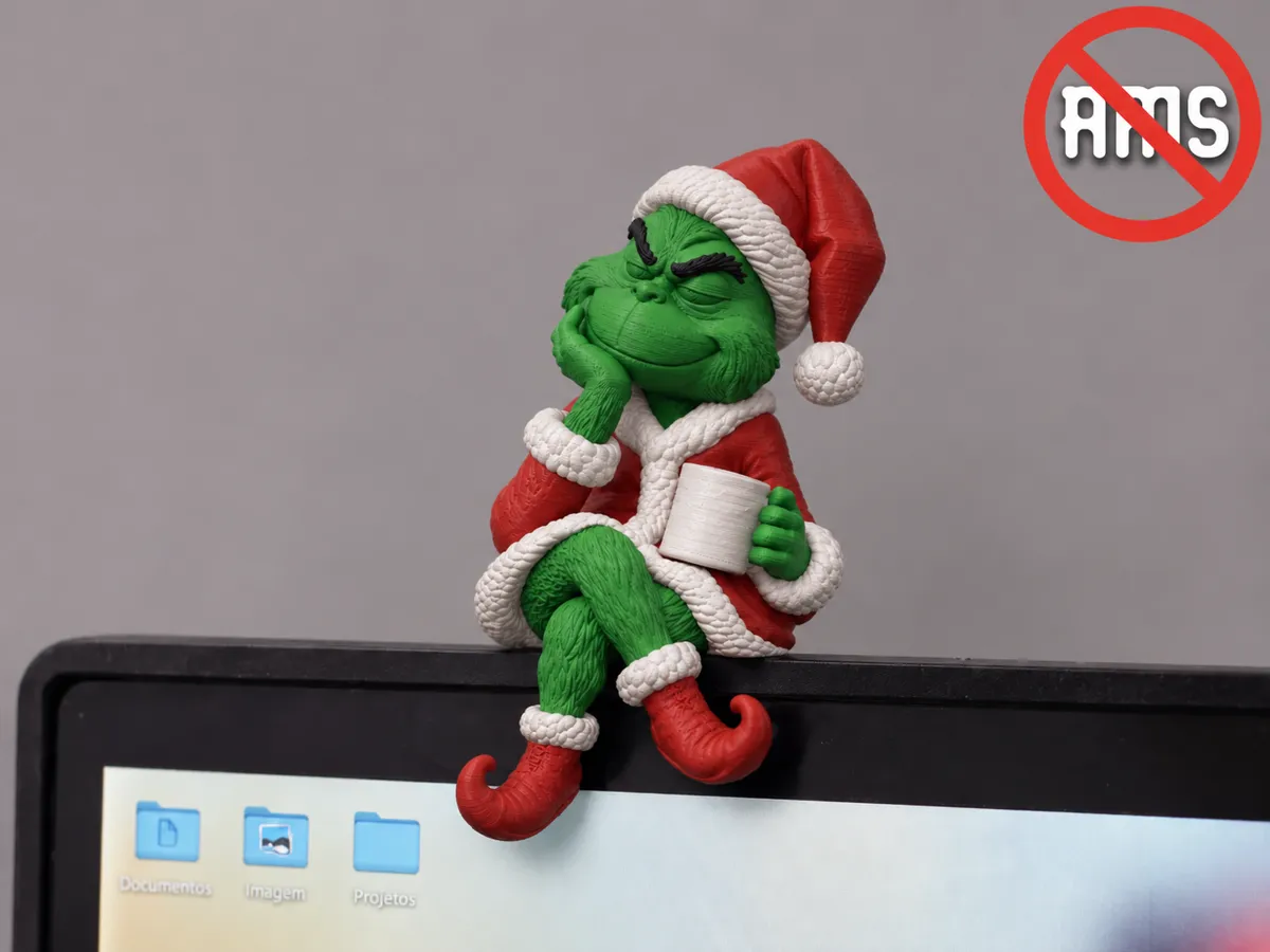 Mini Grinch Papá Noel - Sentado en el Monitor - Modelo de impresión 3D ...