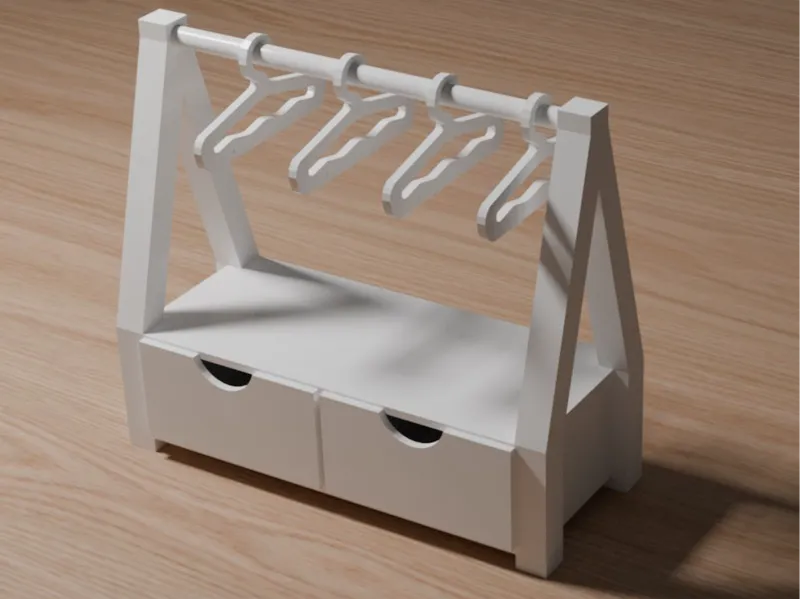 Jewelry stand v2 with drawers for storage, hangers
