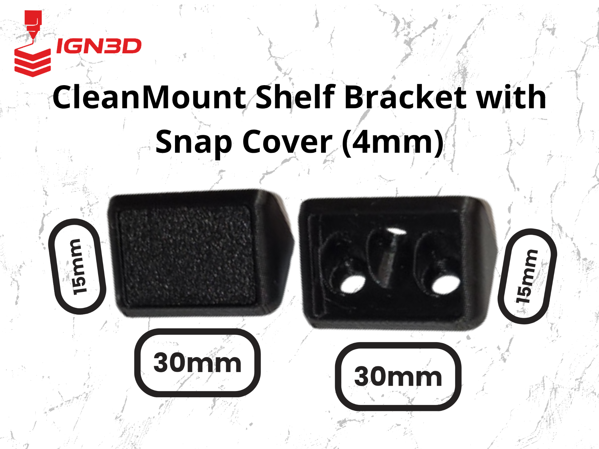 CleanMount Shelf Bracket with Snap Cover (4mm)