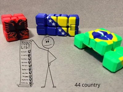 Infinite cube 44 Countries Flag