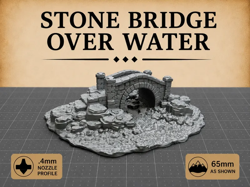 Tabletop Terrain Stone Bridge Over Water