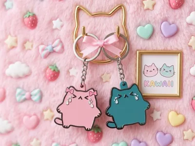 Cute Crying Cats Keychain - Cute Cats Crying 
