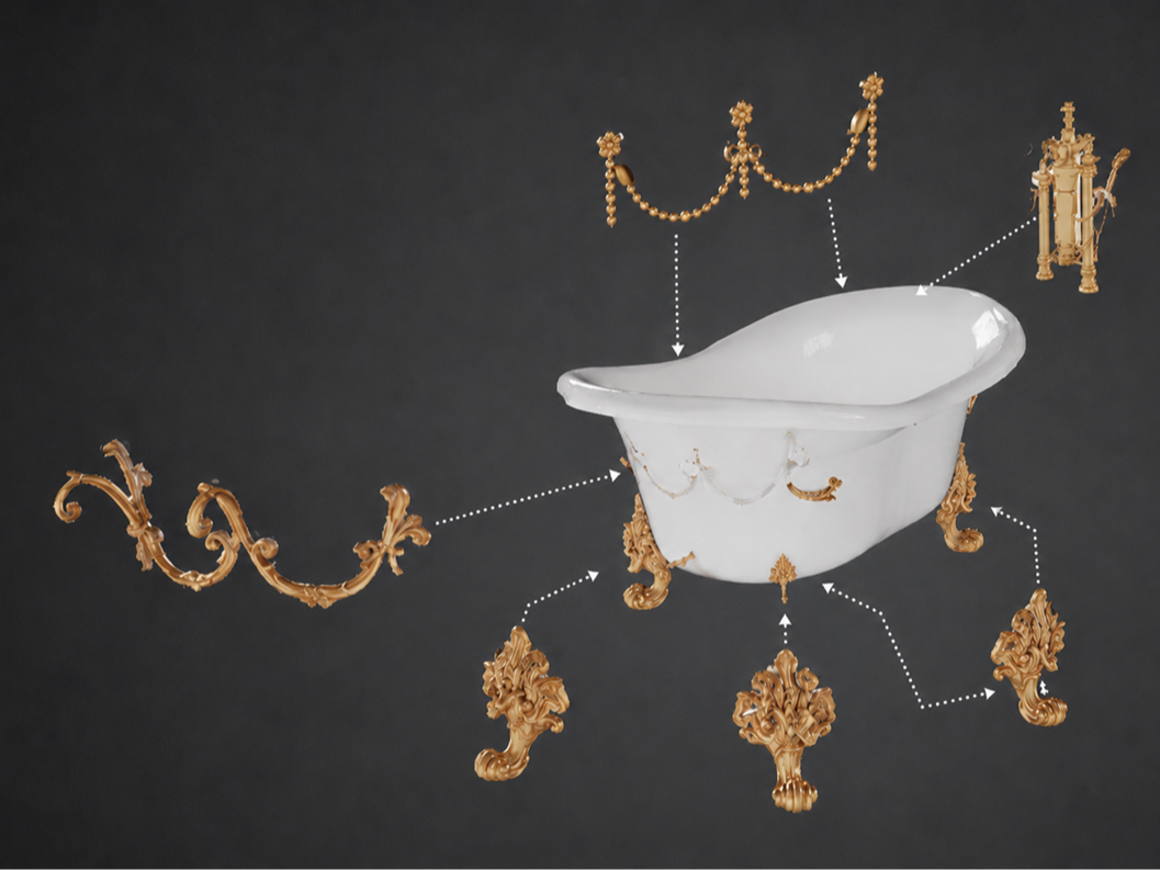 Miniature Victorian Tub in Parts for Painting