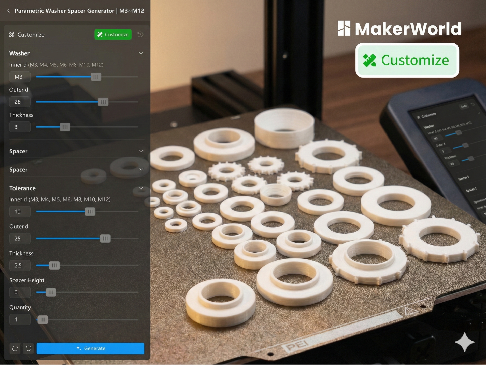 Parametric Washer Spacer Generator | M3~M12