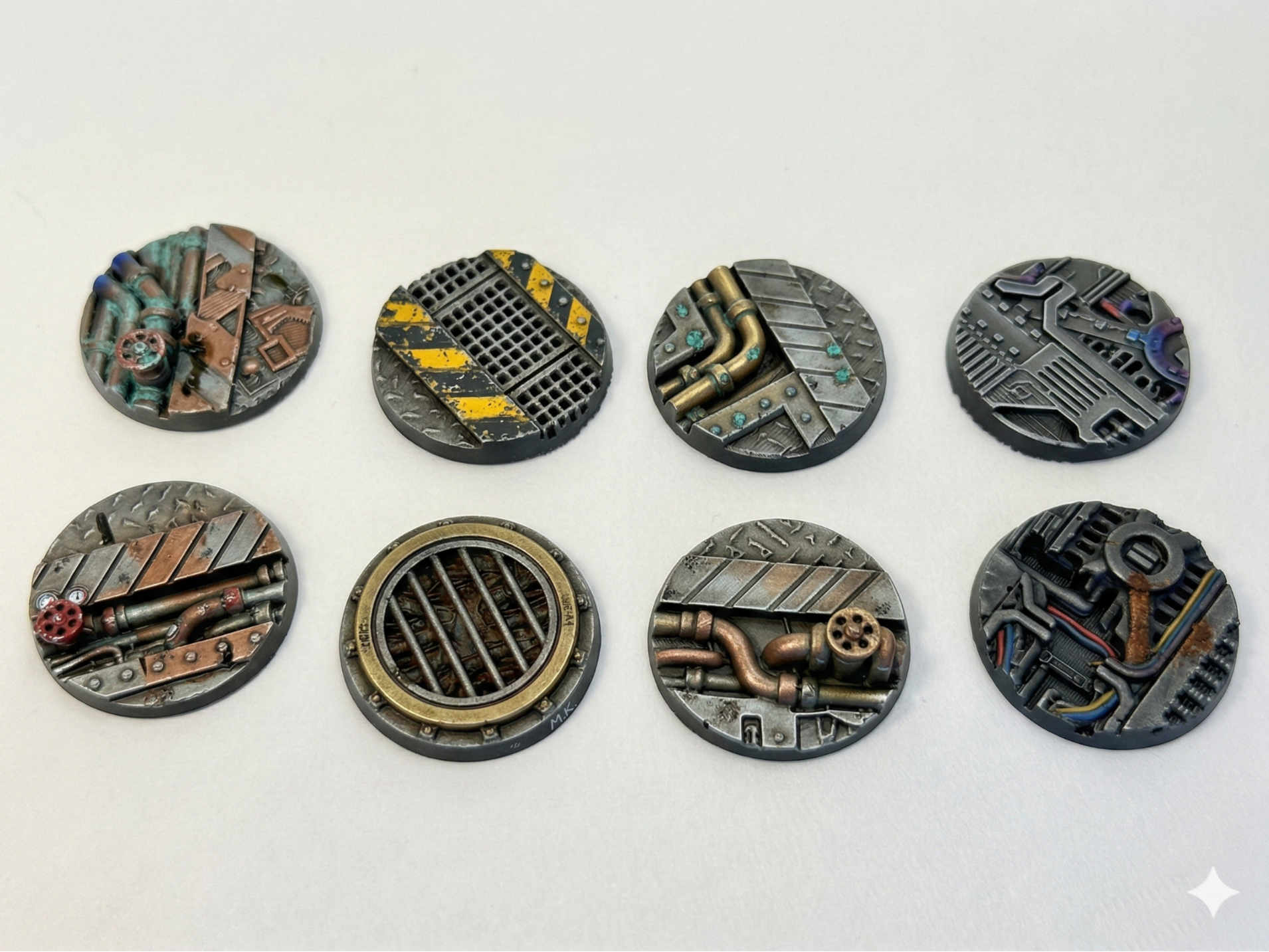 8x Industrial Miniature Bases | 28mm, 32mm, 40mm