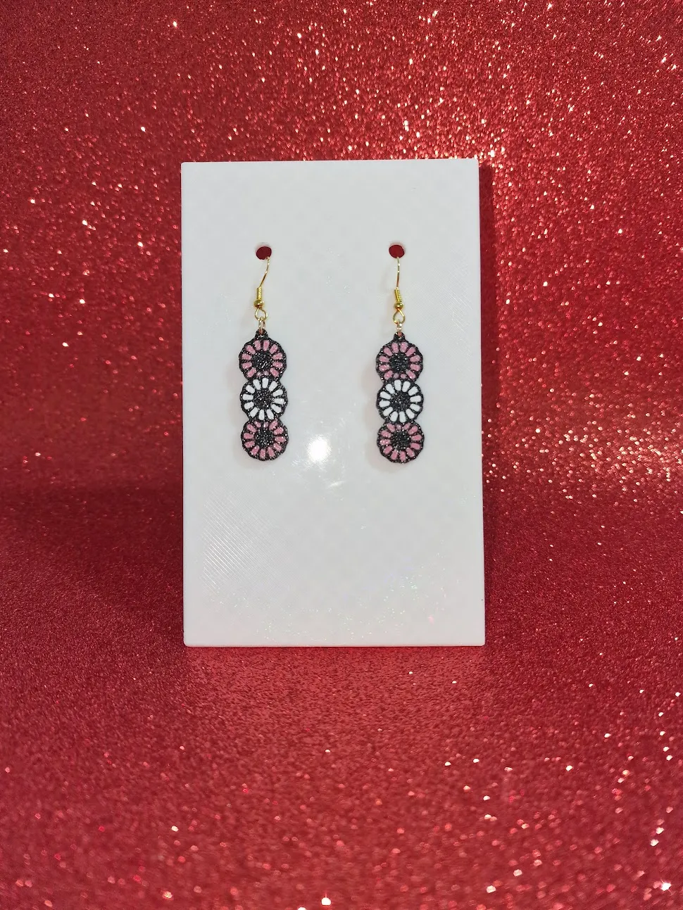 Trio of flowers earrings view 2