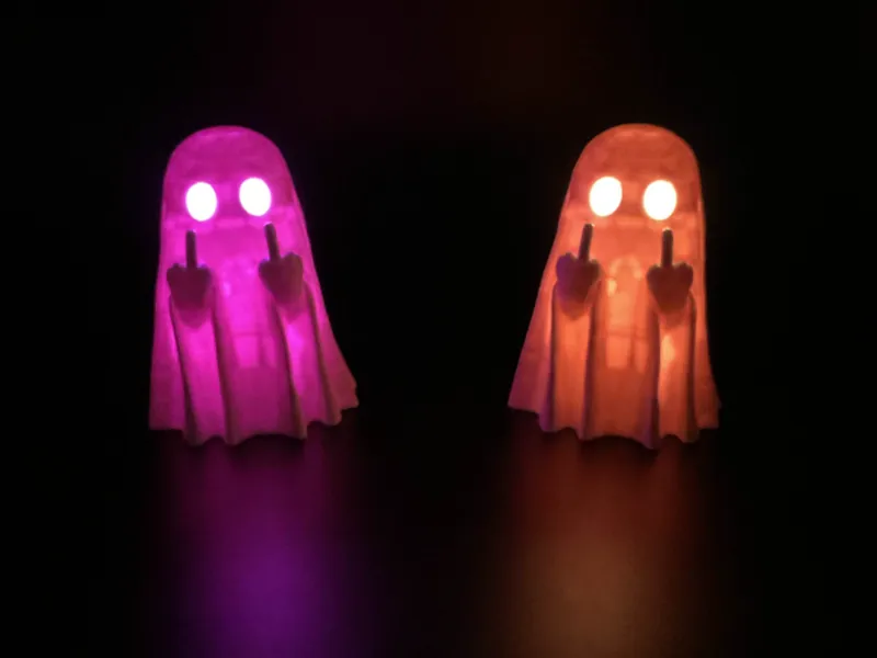 Light Up Ghost Giving The Bird