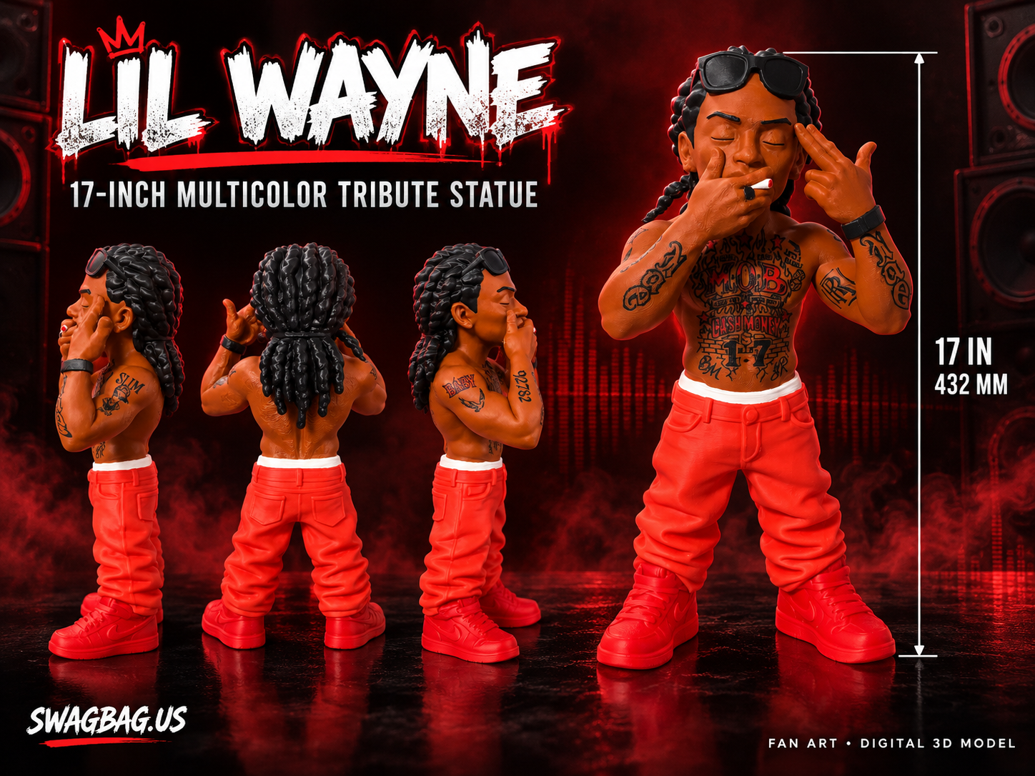 Lil Wayne 17 Inch Hip-Hop Tribute Statue - 1