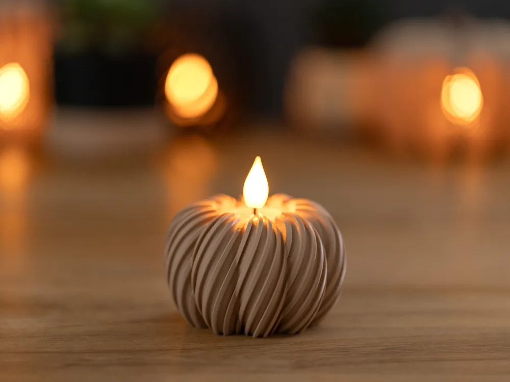 Spiral Pumpkin Tea Light Holder - Free 3D Print Model - MakerWorld