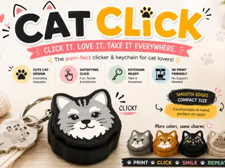Cat Clicker Keychain - Cute Fidget Toy