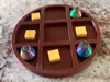 3 plates for the waffle, butter, and blueberries No supports