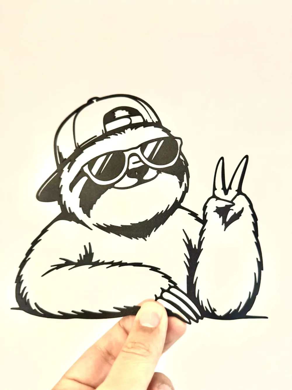 Sloth Cartoon Sticker Peace Sign Cool Sloth Peace Sign One Line Wall Art - Free 3D Print Model - MakerWorld