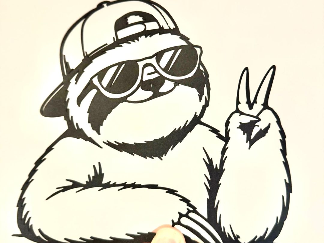 Cool Sloth Peace Sign One Line Wall Art