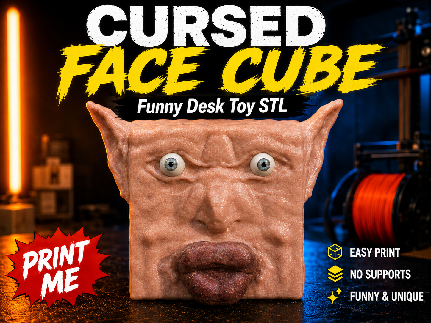 Cursed Face Cube - Funny Desk Toy