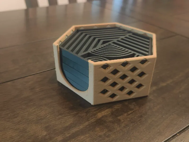 Geometric Drink Coaster + Holder