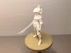 Armored and helmeted female warrior