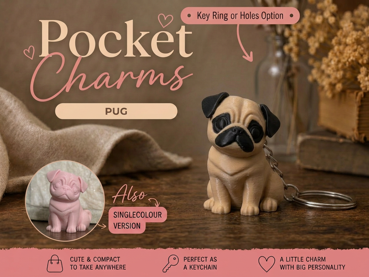 Pug Keychain Pocket Charms