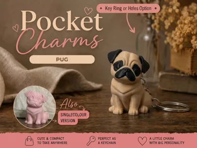Llavero memorial Pug impreso en 3D