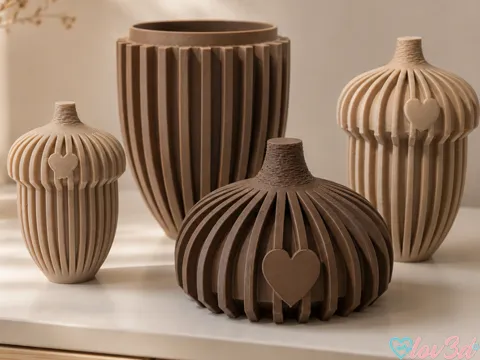 Caja o estuche: Ribbed Acorn Box & Decor — referencia de MakerWorld