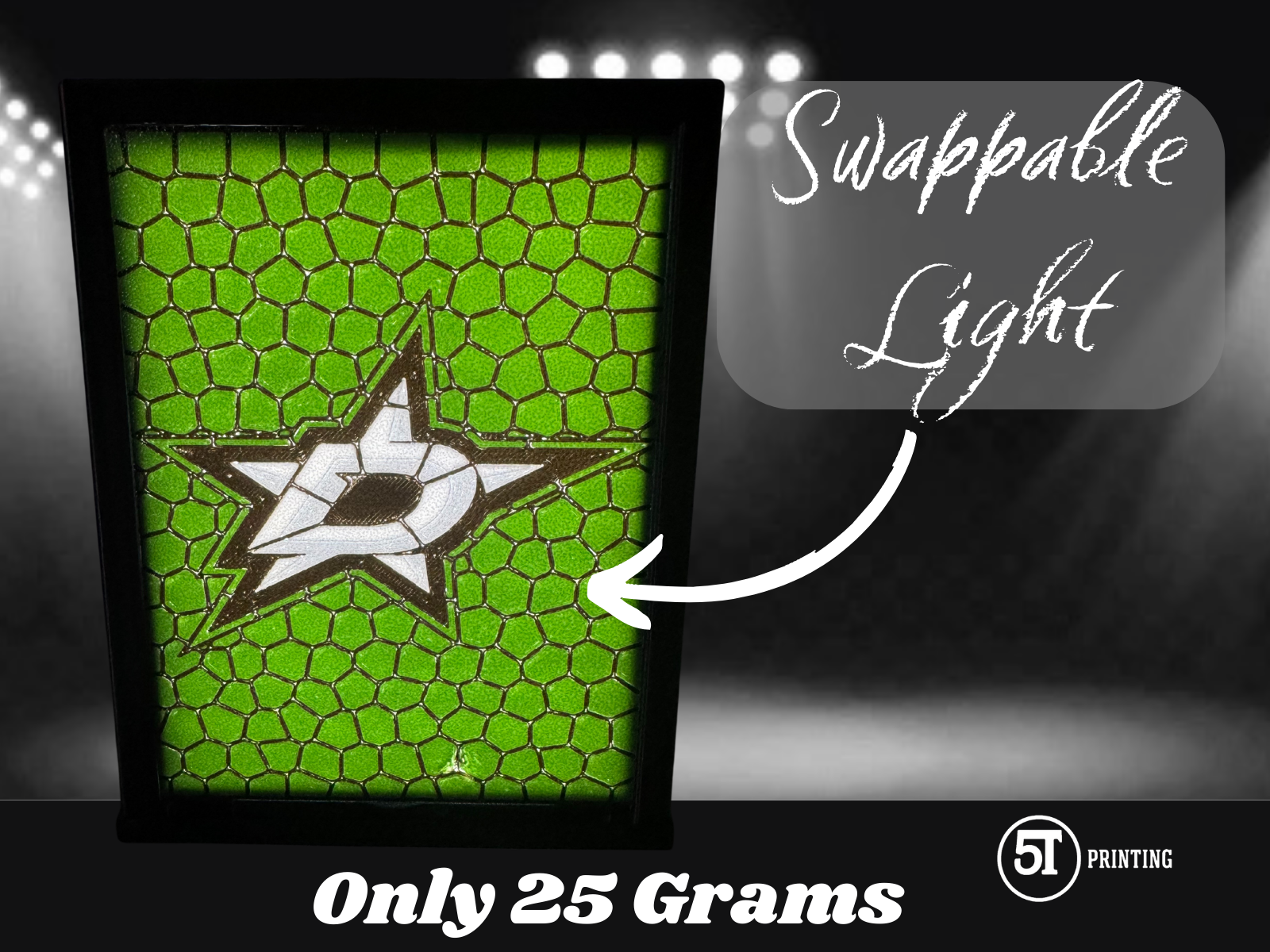 Dallas Stars light (swappable glass)