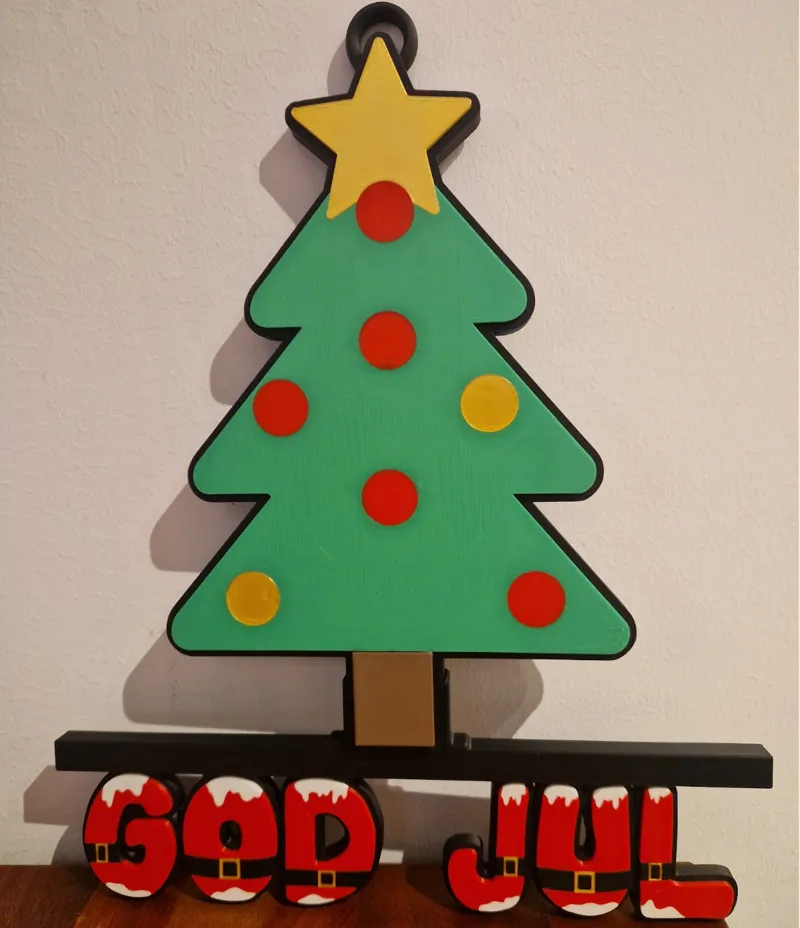 God Jul skylt med gran, Swedish